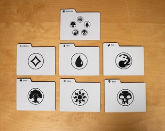 Magic the Gathering (MTG) Premium Etched Tabbed Card Horizontal Dividers | White Black | Acrylic | Set of 7 | Best Gift for him her