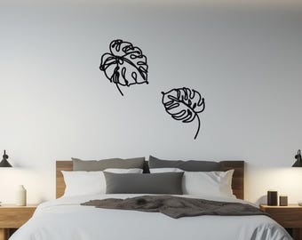 Monstera Plant Leaves Wall Line Art Wood | Best gift for | Boho Wall | Minimalist Plant Lover Gift | Tropical Home Decor | Thin Lightweight