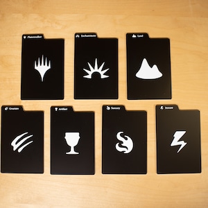 Intercalaires verticaux pour cartes gravées à onglets de qualité supérieure Magic the Gathering (MTG) | Noir Blanc | Acrylique | 7 modèles | Meilleur cadeau pour lui elle