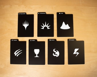 Magic the Gathering (MTG) Premium Etched Tabbed Card Vertical Dividers | Black White | Acrylic | 7 Designs | Best Gift for him her