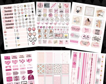 Sweet Pink Cottage Printable Planner Stickers, Notebook Stickers, Journal Stickers, Calendar Stickers, Custom Stickers Printable