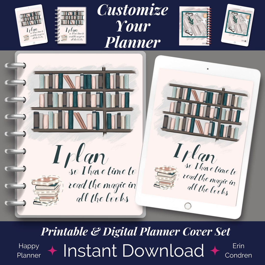 Pink Book Lovers Printable Planner Covers, Printable Cover Pages ...