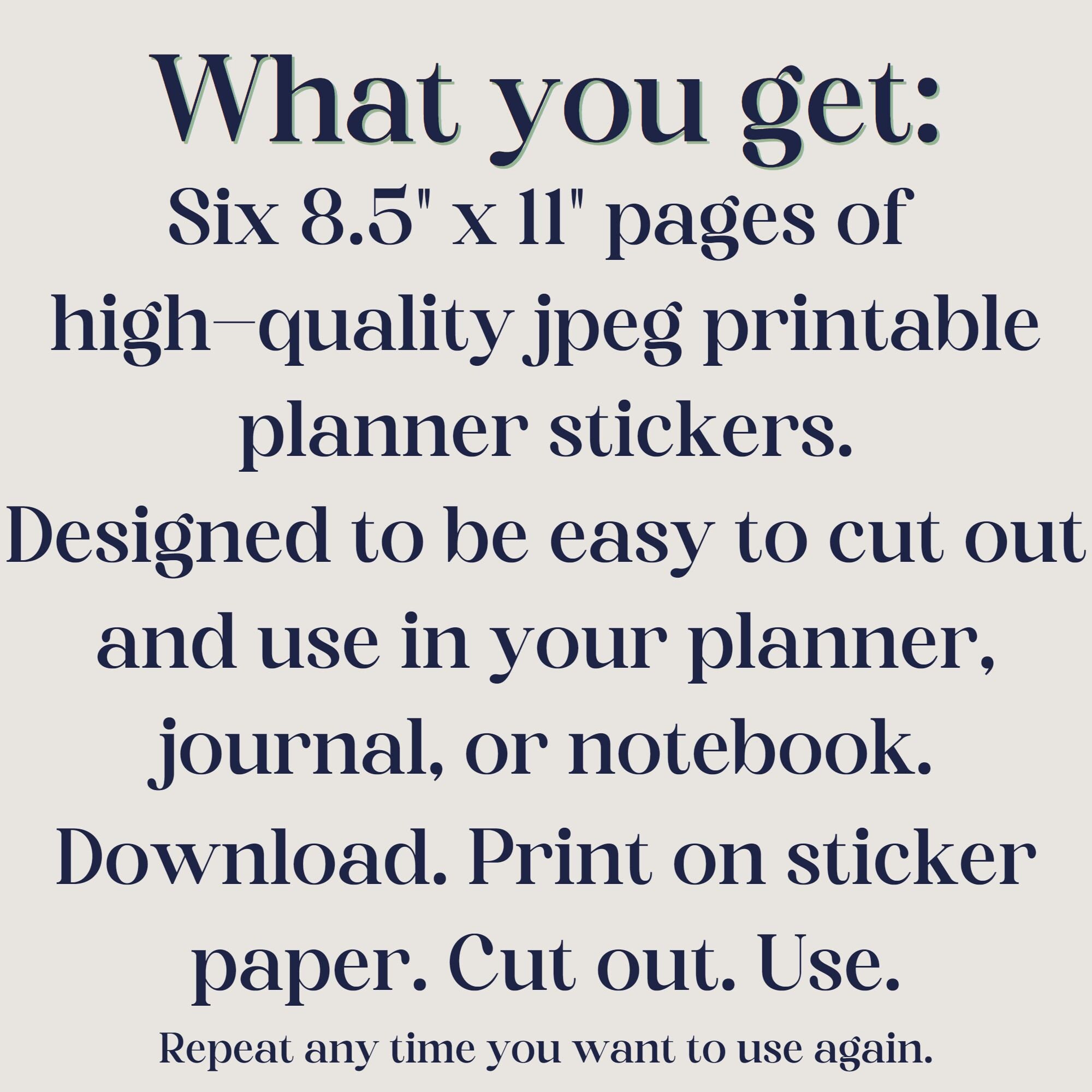 Black &amp; White Printable Planner Stickers Notebook Stickers - Etsy