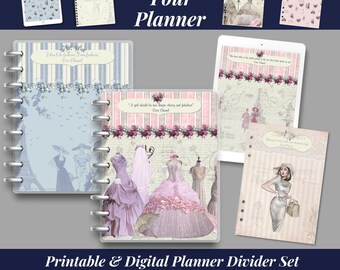 Vintage Paris Fashion Printable Cover Pages, Planner Dividers, Planner Dashboards, Printable Dividers, Digital Planner Dividers