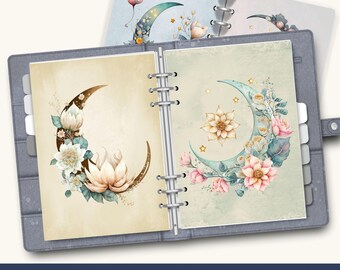 Dreamy Boho Moon Printable Planner Dividers, Binder Dividers, Dividers, Printable Cover Pages, Cover Sheets, Digital Planner Dividers