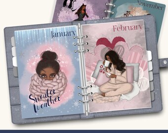 Pretty Lady Monthly Themes  Printable Monthly Dashboards, Planner Dividers, Monthly Dividers, Cover Sheets, Printable Planners & Journals