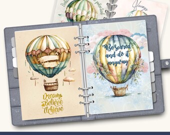 Hot Air Balloon Inspirations Printable Planner Dividers, Monthly Dividers, Printable Cover Pages, Monthly Cover Sheets, Journal Dividers