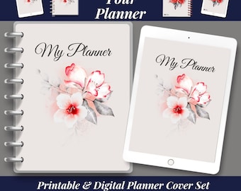 Oriental Rose Printable Planner Cover, druckbare Deckblatt, Notebook Journal Cover, Journal Cover, Planner Cover Set, Digital Planner