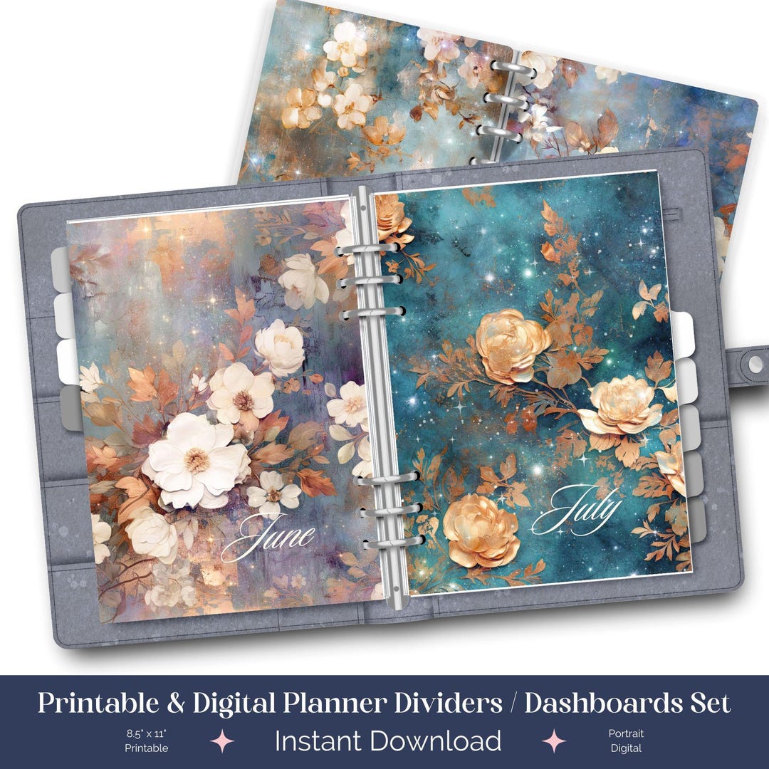 Copper Flower Dreams Printable Planner Dividers, Monthly Dividers ...