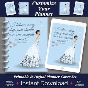 Vintage Hollywood Audrey Hepburn Printable Planner Cover, Printable Cover Pages, Printable Notebook Cover, Journal Cover, Digital Planner