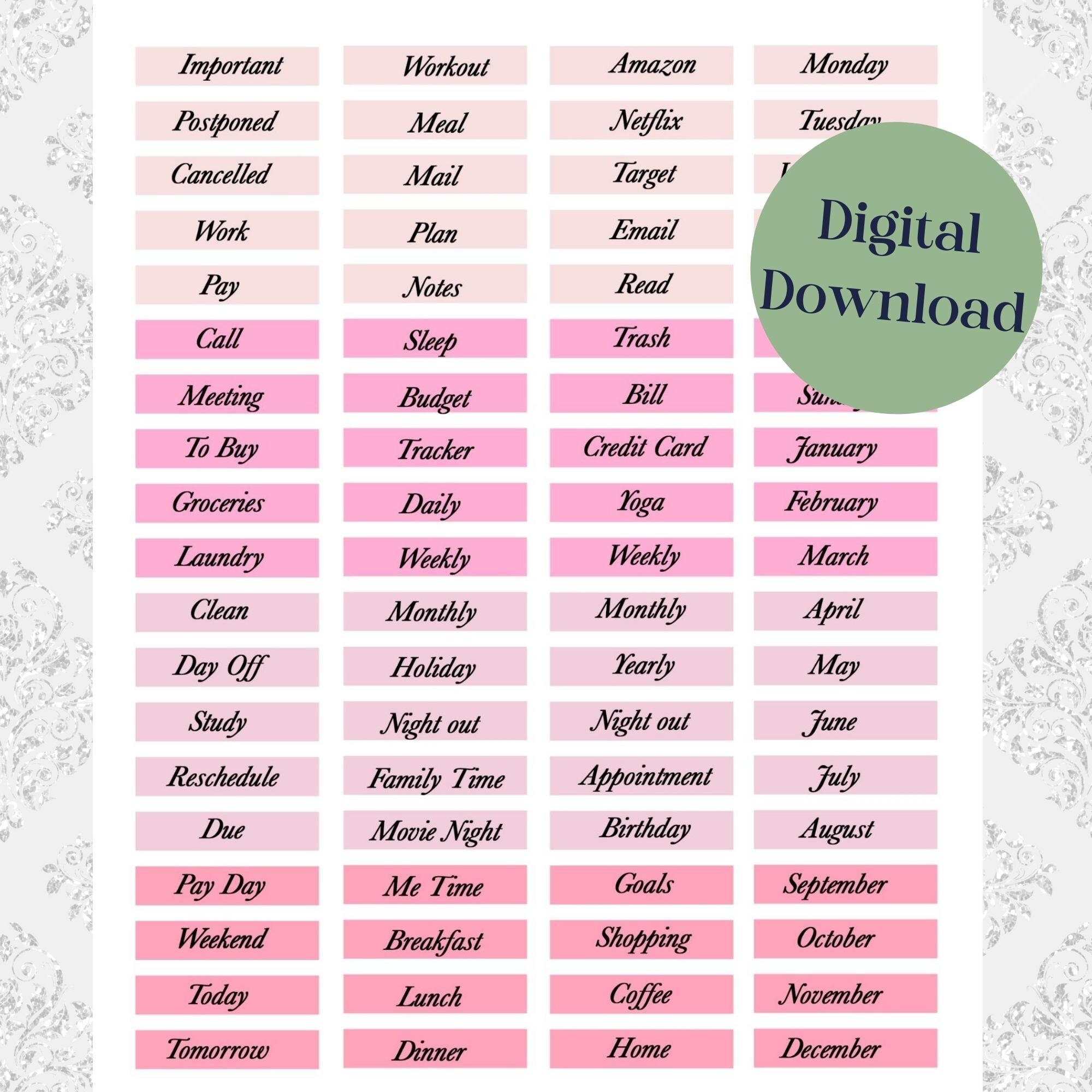 Vintage Hollywood Glam Printable Planner Stickers | Notebook Stickers ...