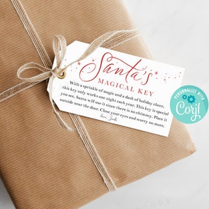 Afdrukbare magische sleutelhanger van de kerstman, direct downloaden, bewerkbare magische sleutelhanger, bewerken met Corjl