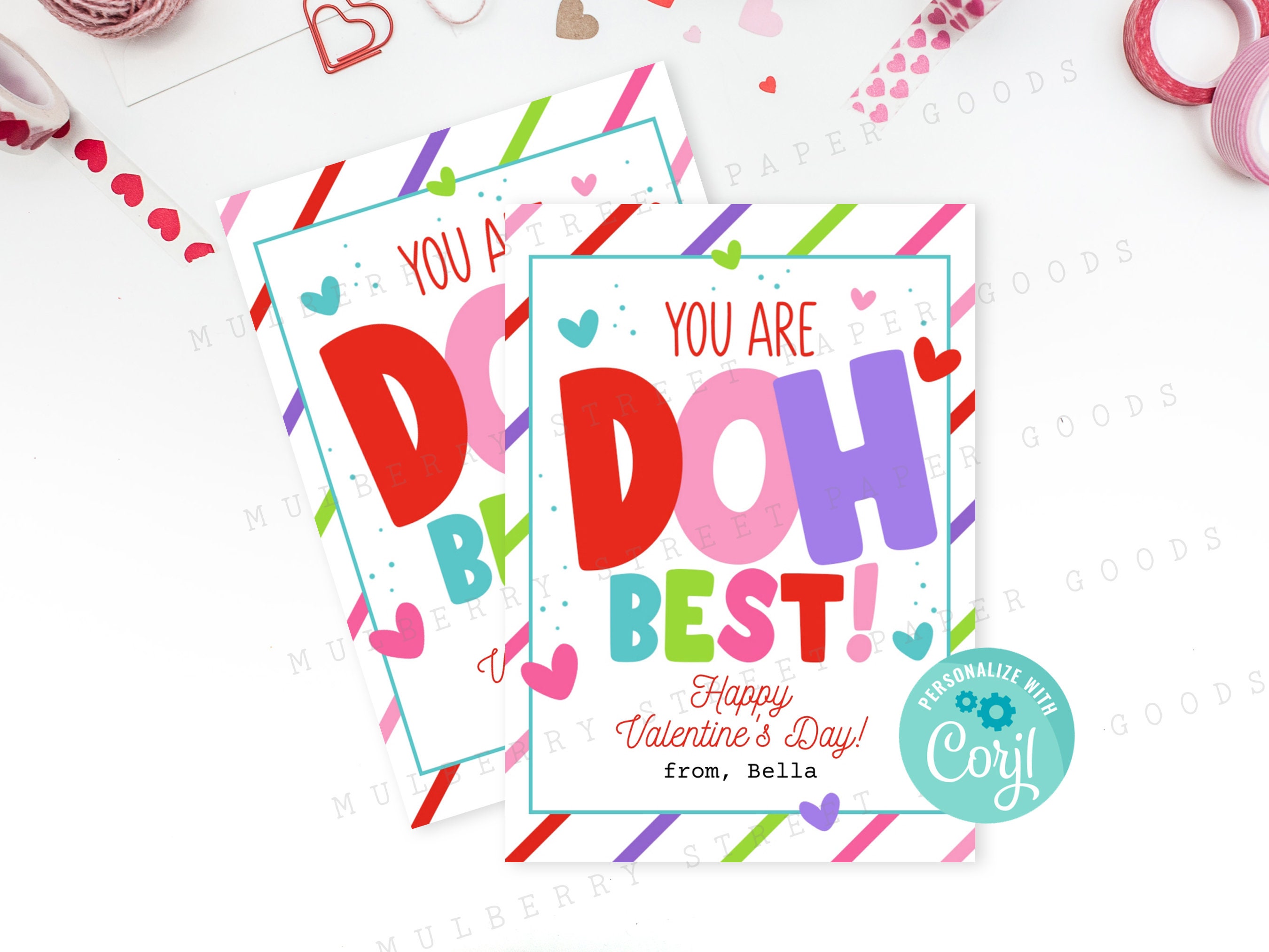 Printable You Are Doh Best Happy Valentine's Day Card Kids - Etsy