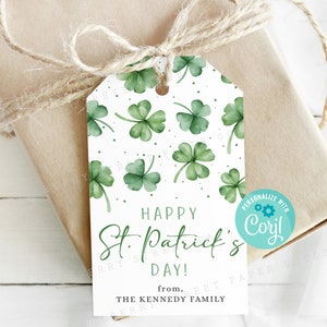 Printable Happy St. Patrick's Day Gift Tag Instant Download St. Patrick's Day Treat Tag Personalize with Corjl Editable St Patty's Day Tag