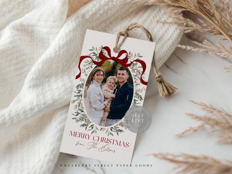 Editable Christmas Photo Gift Tag Printable Digital Download ...