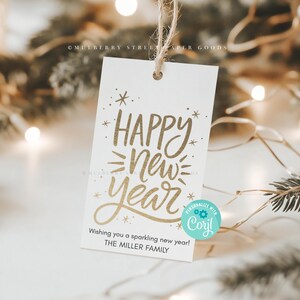 Printable Happy New Year Gift Tag, Instant Download New Year Favor Tag, Personalized New Year Tag, Edit with Corjl image 2