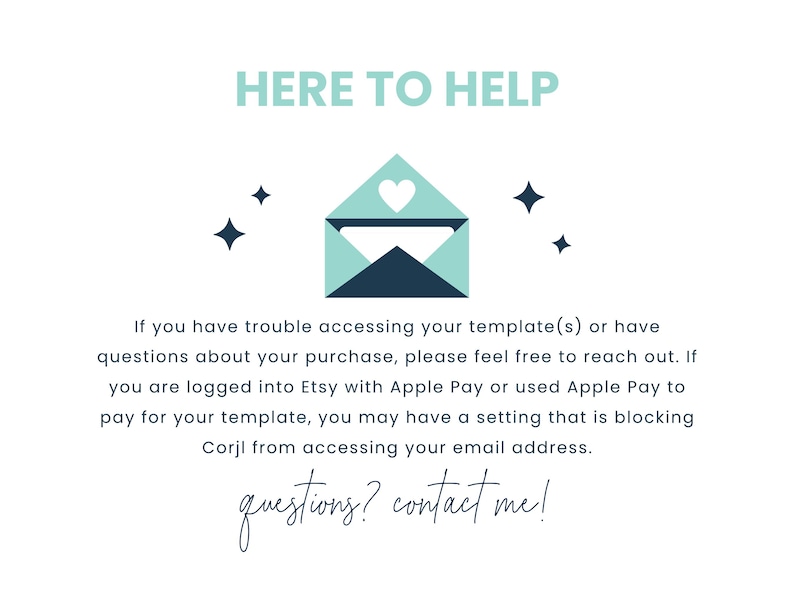 Puede incluir: Gr&aacute;fico digital con el texto "HERE TO HELP" en color turquesa. Un icono de sobre con un coraz&oacute;n est&aacute; centrado debajo del texto. Texto adicional proporciona informaci&oacute;n de soporte y detalles de contacto.