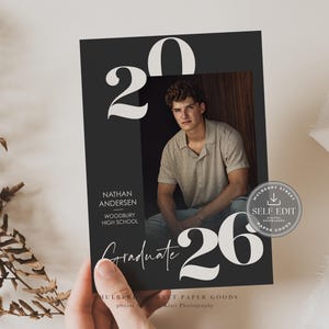 Editable Graduation Announcement Printable, Class of 2026 Grad Party Canva Template (Digital Download)