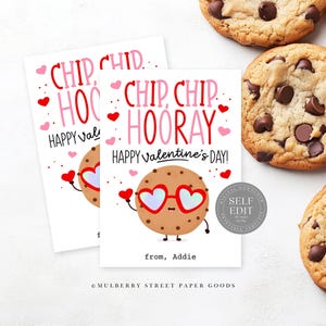 Cookie Valentinstag Canva Vorlage Chocolate Chip Cookie Valentinstag Karte Valentinstag Party Favor Geschenkanhänger Kekse Klasse Geschenk Corjl