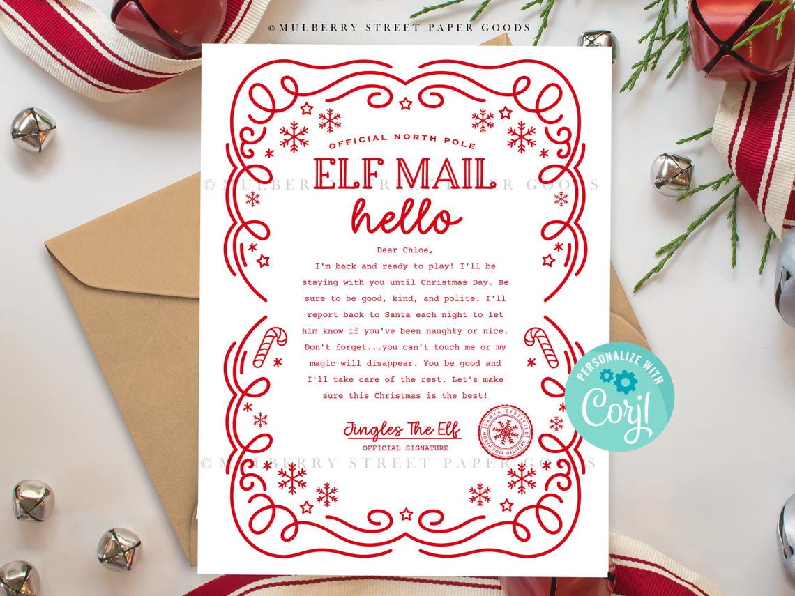Editable Elf Hello Letter Printable Personalized Christmas Elf Arrival ...
