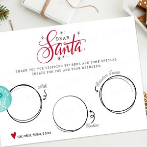 Druckbare Cookies für Santa Tischset, personalisierte Cookies für Santa und Rentier, Sofortiger Download 11 x 8,5 Santa's Cookies, Bearbeiten Sie mit Corjl