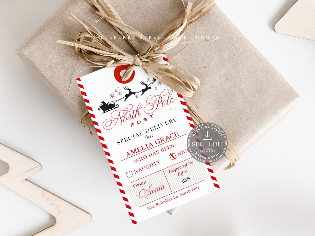 Christmas Santa Claus Gift Tag Printable Digital Download Personalized ...