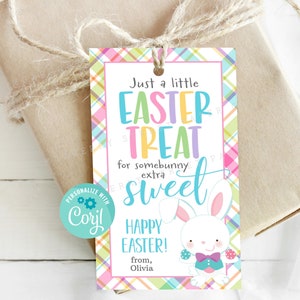 Just a Little Treat For Someone Sweet Easter Tag Printable, Instant Download Easter Treat Bag Tag, Personalize with Corjl, Easter Basket Tag image 1