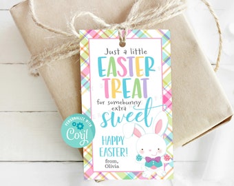 Gewoon een kleine traktatie voor iemand Sweet Easter Tag Printable, Instant Download Easter Treat Bag Tag, Personaliseer met Corjl, Easter Basket Tag