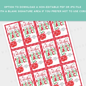 Printable You Are Awesome Sauce Valentine's Day Card Kids Classroom ...