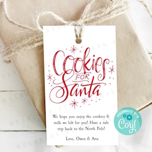 Download instantâneo de cookies para etiqueta de presente do Papai Noel, cookies personalizáveis para etiqueta do Papai Noel, cookies imprimíveis para etiqueta do Papai Noel, edite com Corjl