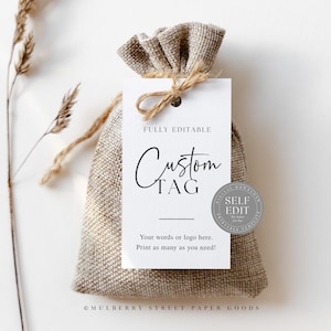 Editable Tags Canva Template Custom Gift Tag Printable Instant Download Modern Minimalist Tag Business Tag Wedding Favor Tag Thank You Tag