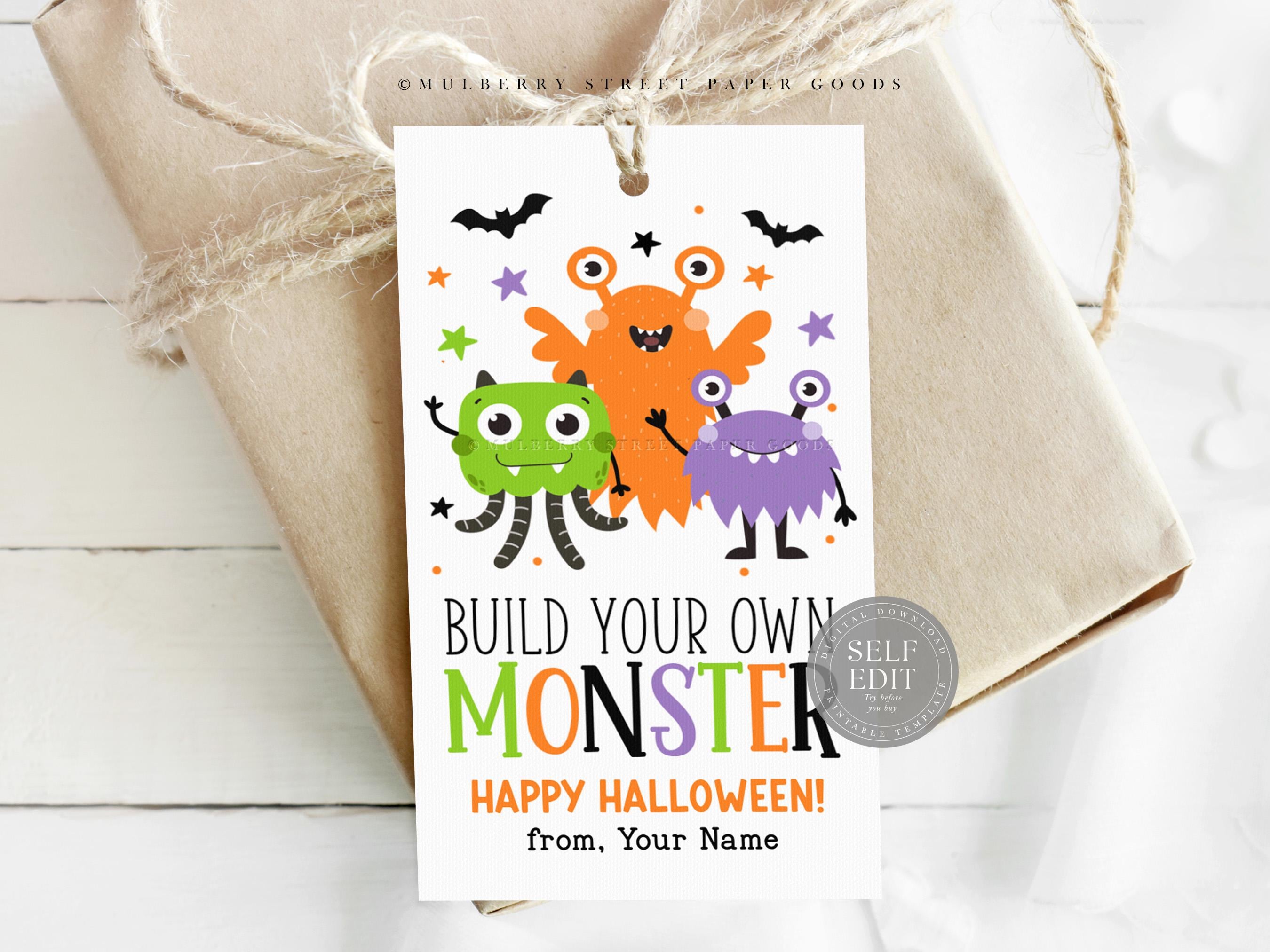 Build Your Own Monster Halloween Gift Tag Printable Digital Download ...