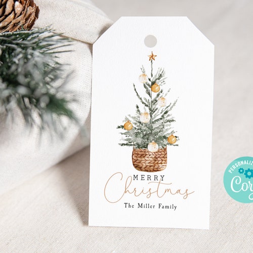 Christmas Gift Tag Printable Template Square Holiday Gift - Etsy