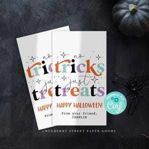 Printable No Tricks Just Treats Happy Halloween Gift Tag, Halloween ...