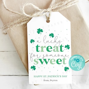 Printable St Patrick's Day Gift Tag, Instant Download Lucky Treat for Someone Sweet Tag, Personalize with Corjl