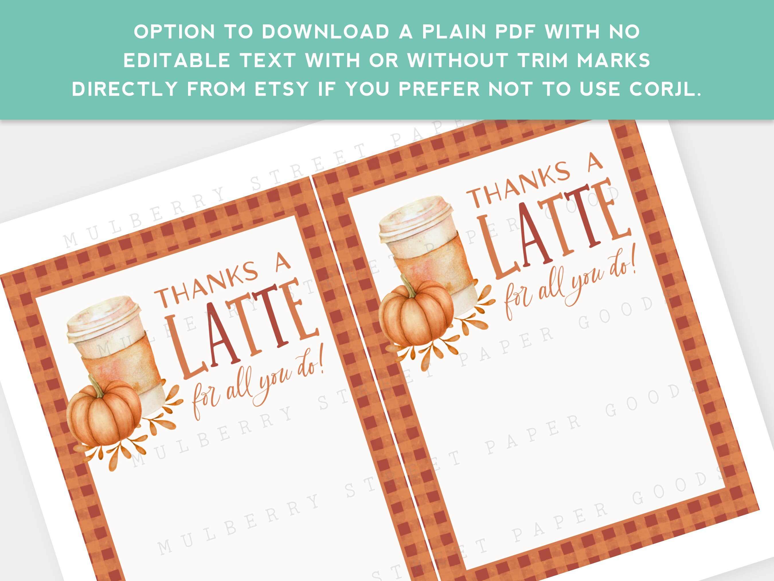 Printable Thanks a Latte for All That You Do Gift Card Holder, Teacher ...