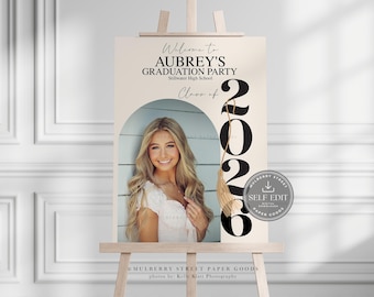 Class of 2026 Graduation Party Welcome Board Canva Template Personalized Grad Party Welcome Board Printable Graduation Party Decor