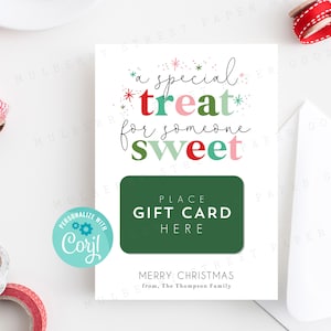 Imprimable Un cadeau spécial pour quelqu'un de doux Porte-cartes de Noël, Porte-cartes des fêtes, Porte-cartes modifiable, Modifier avec Corjl