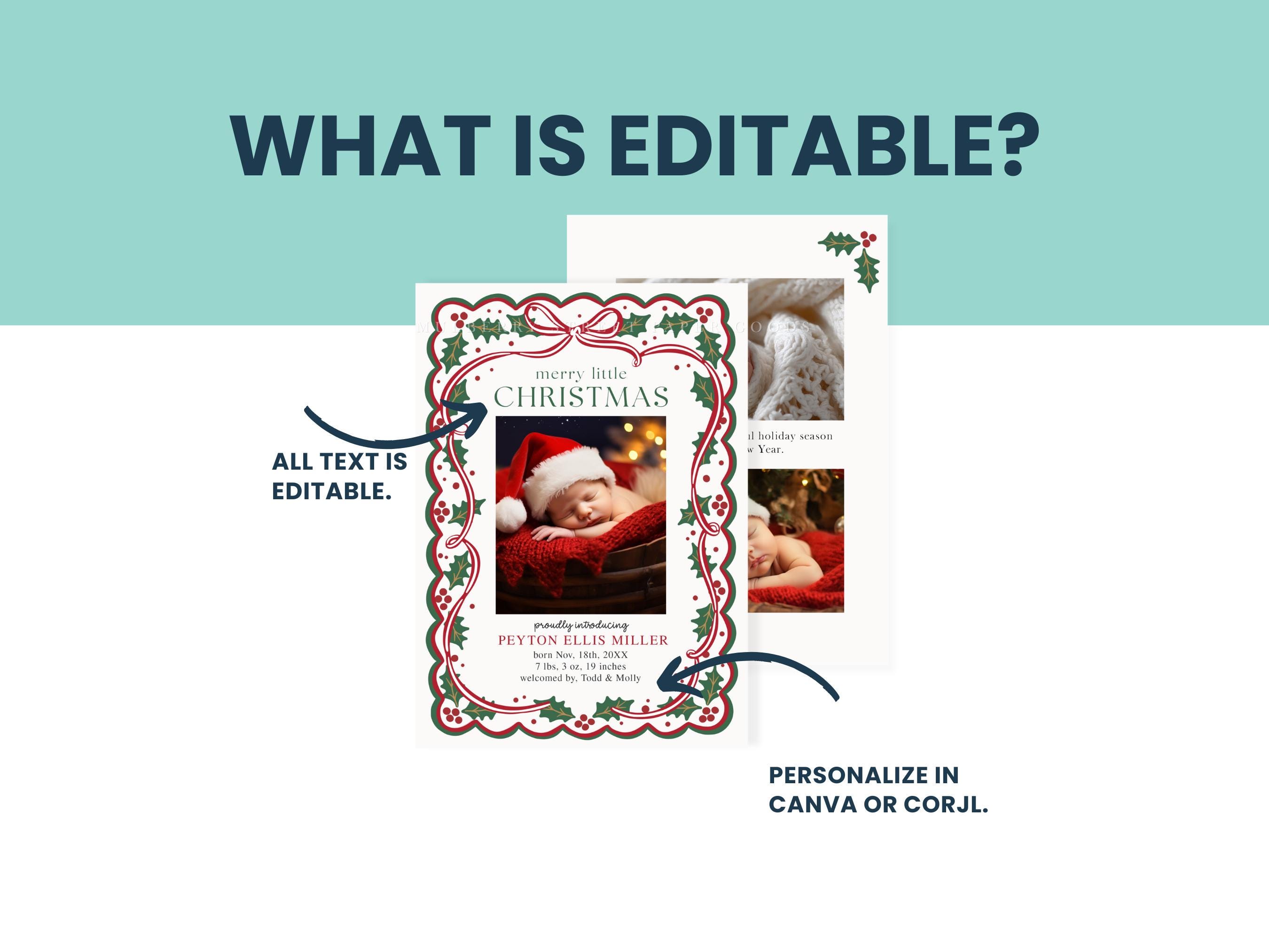 Editable Christmas Card Printable Digital Download Coquette Bow Red ...