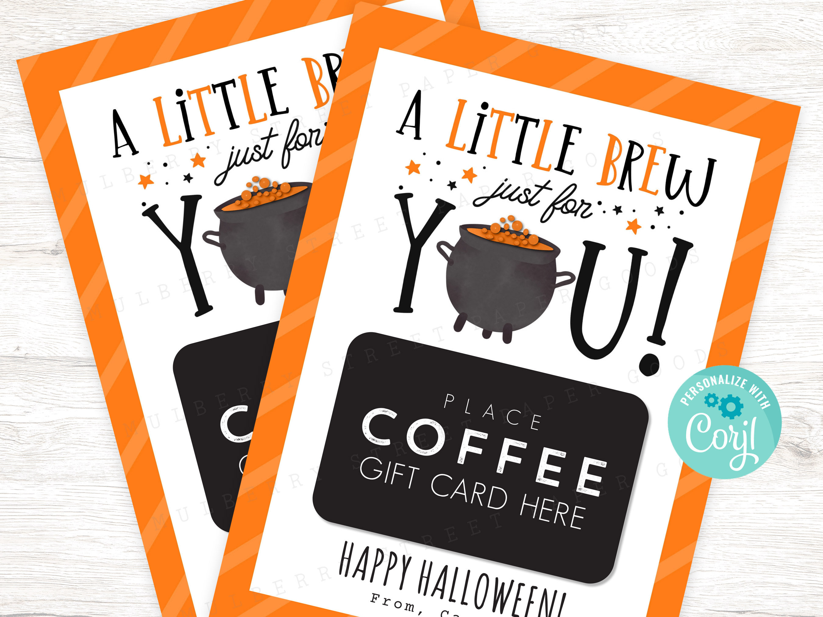 Printable A Little Brew Just for You Gift Card Holder Happy Etsy