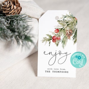 Etiqueta de presente de Natal para impressão, download instantâneo Aproveite a etiqueta de presente de Natal, etiqueta de presente personalizada, edite com Corjl
