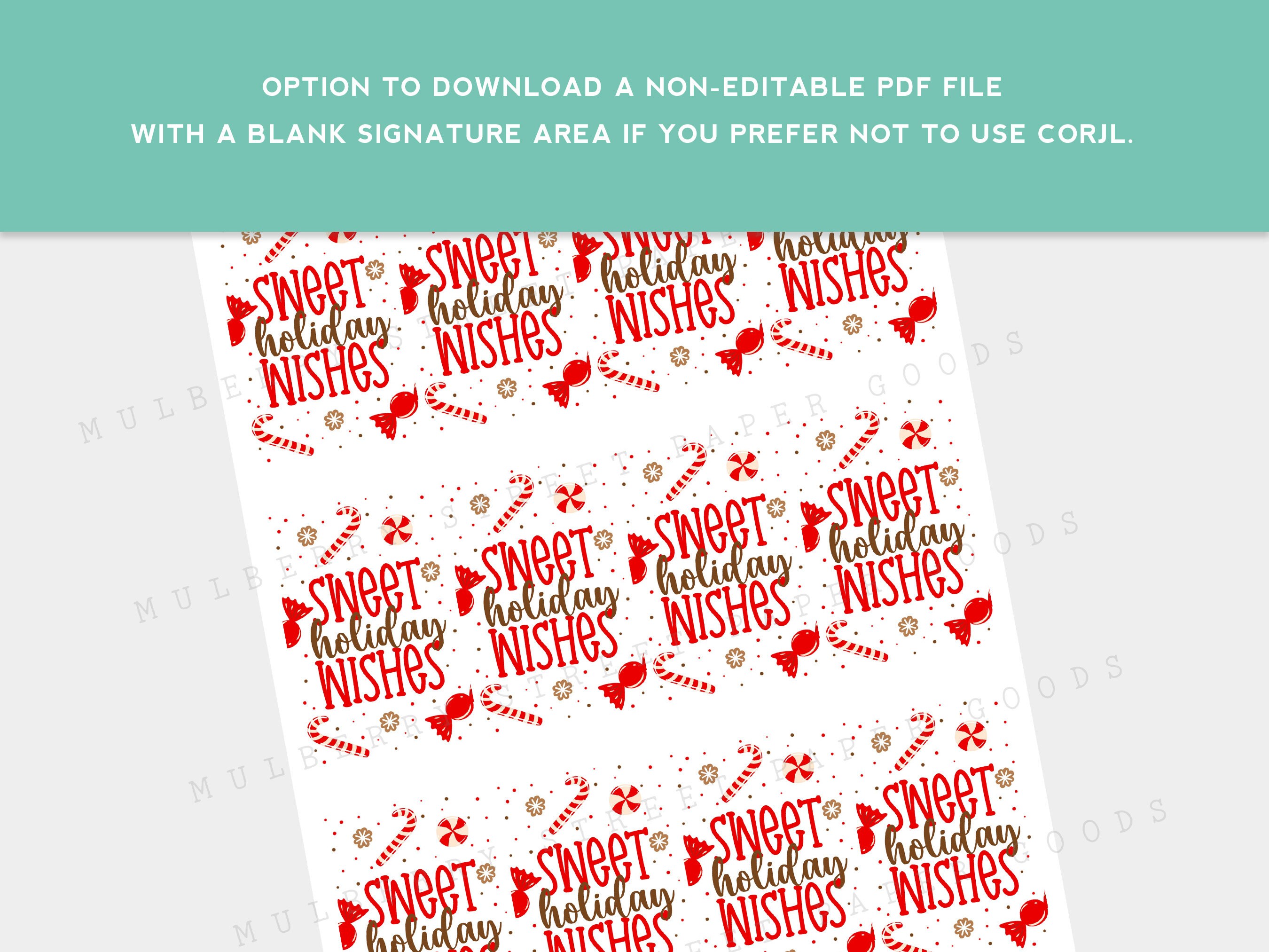 Printable Sweet Holiday Wishes Christmas Gift Tag, Candy and Cookies ...