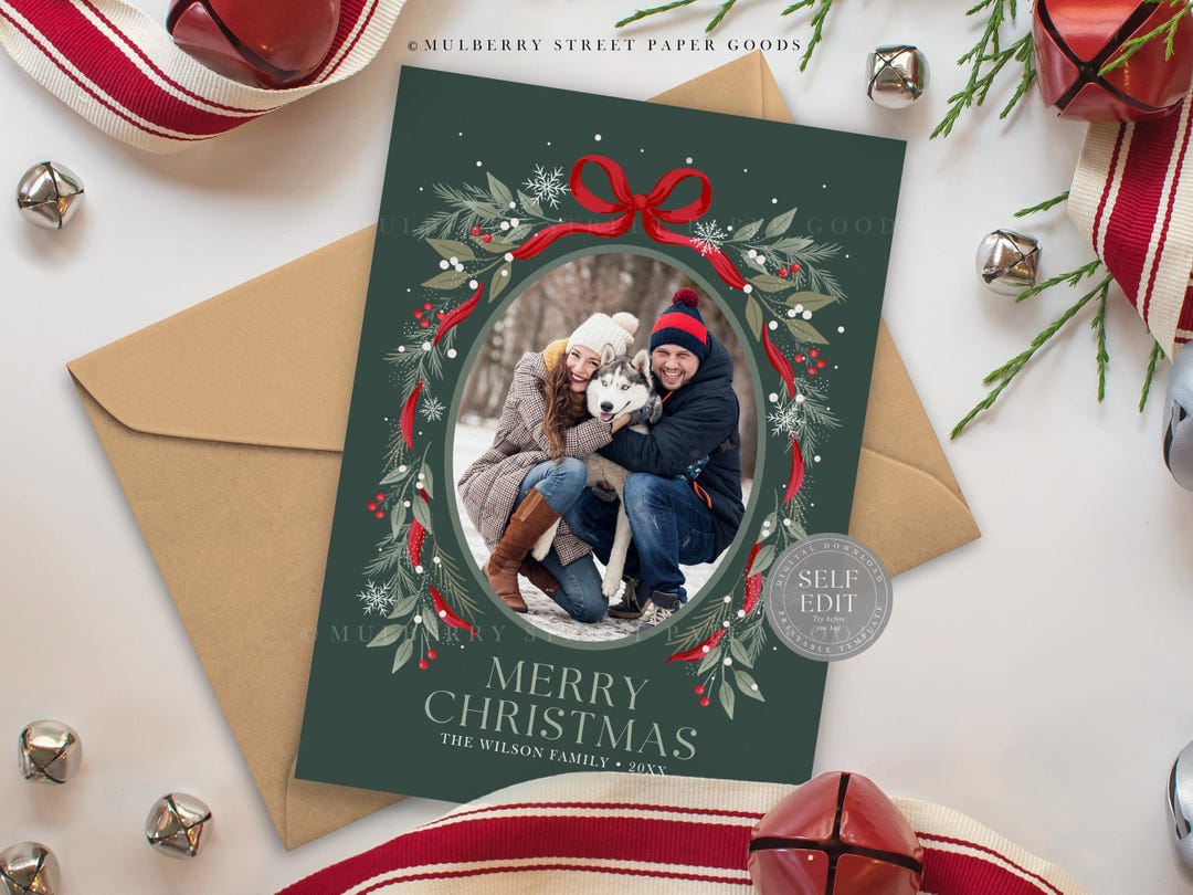 Editable Christmas Card Printable Digital Download Personalized Photo ...