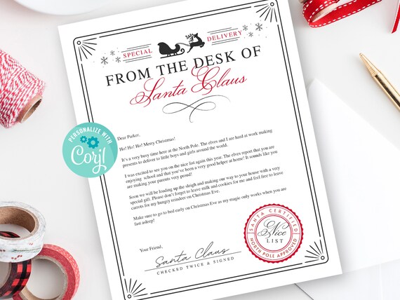 Editable Letter From Santa Printable Letter From the North | Etsy UK