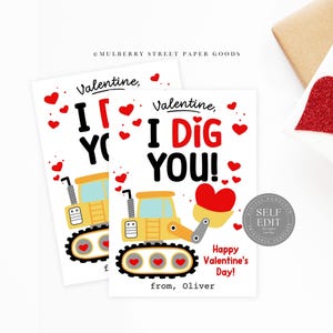 Bouw Valentijnskaart Afdrukbare bouwvrachtwagen Valentijnsdag Canva-sjabloon Digitale download Jongen Valentijnsfeestje gunst Corjl