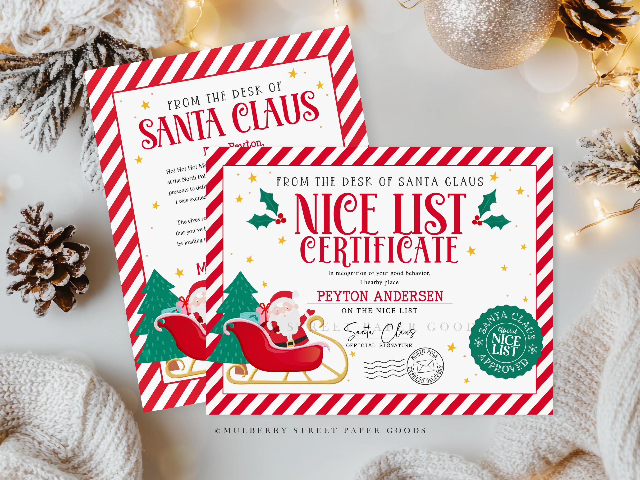 Editable Letter From Santa Canva Template Personalized Nice List Santa ...