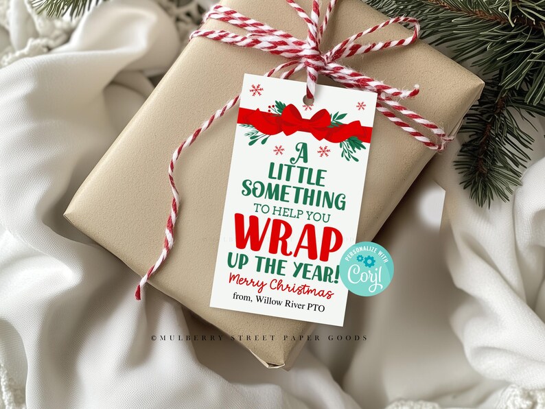 Wrapped Around Tag Sticker Christmas Gift Wrap Tag Digital Download A Little Something to Help You ...