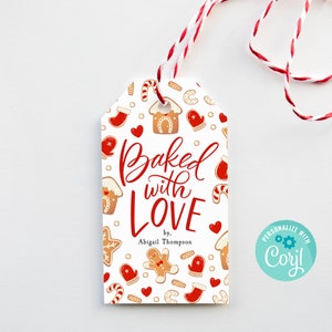 Etiqueta de regalo Baked With Love para imprimir, etiqueta de regalo editable, personalizada con Corjl