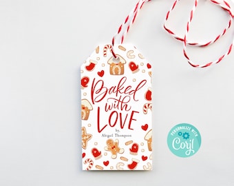 Printable Baked With Love Gift Tag, Editable Gift Tag, Personalized with Corjl