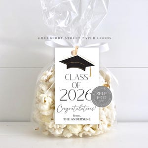 Editable Class of 2026 Graduation Gift Tag Printable Personalized Grad ...